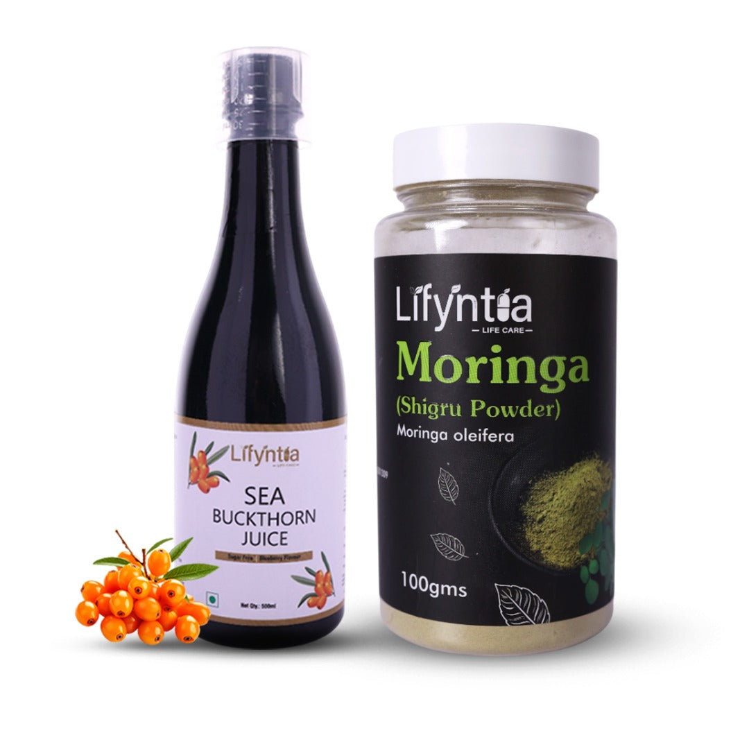 Moringa & Seabuckthorn Wellness Combo | Herbal Superfood & Vitamin-C Juice for Energy & Glow