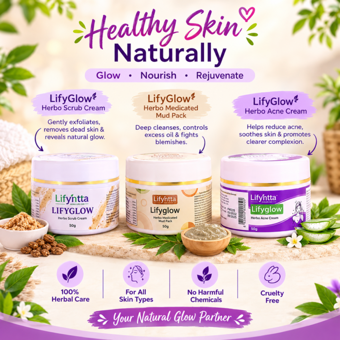 Lifyntia Lifecare Skincare Combo – Herbal Scrub Cream, Medicated Mud Pack & Herbal Acne Cream for Complete Skincare - Image 2